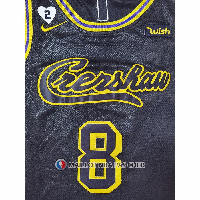 Maillot Los Angeles Lakers Kobe Bryant NO 8 Crenshaw Black Mamba Noir